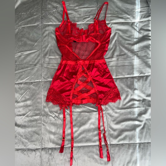 Fashion Nova Red Satin & Lace Chemise Lingerie Small - Picture 3 of 9